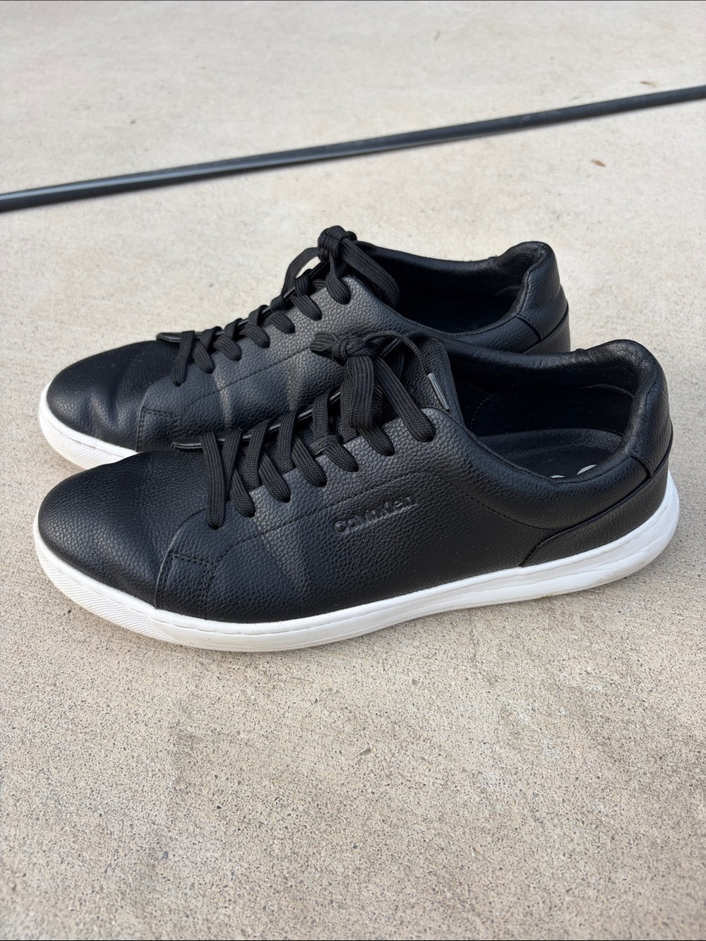 Calvin Klein Black Leather Sneakers with White Sole
